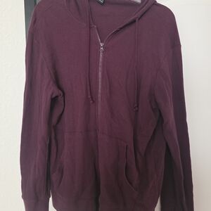 Forever 21 Women's Burgundy Zip-Up Hoodie